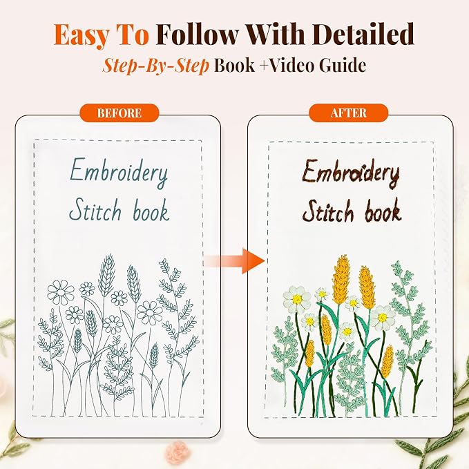 CYANFOUR 2026 New Embroidery Stitch Book Kit for Adults Beginners | Step-by-Step Guide and Video, Includes Multiple Accessories, Gift for Craft Lovers