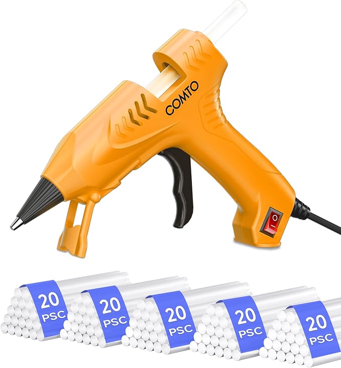 Mini Hot Glue Gun with 100 Glue Sticks, Yellow