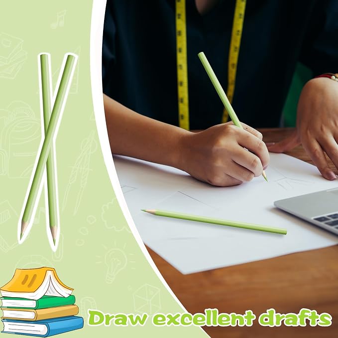 36 PCS Macaron Green Colored Pencils Pre Sharpened Pencil 2 HB - Ideal for Checking, Grading, Tests & Office/School Supplies