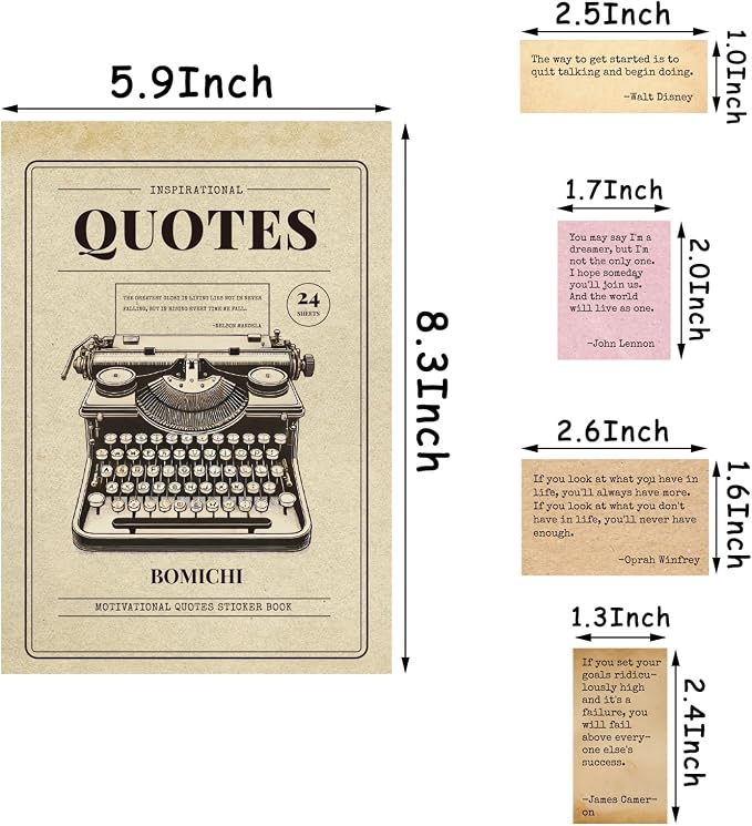 Bomichi Scrapbook Supplies - 24 Sheets 246 Pcs Word Quote Stickers, Junk Journal Supplies for Scrapbooking, Bullet Journal, DIY Craft Card Making