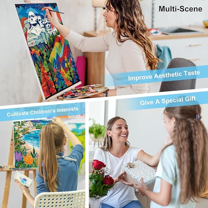 4 Pack Flowers Paint by Numbers Kit for Adults,Color By Numbers for Adults | Flowers and Plants Decor Painting by Number On Canvas, Paint Number Artist Funny Without Frame DIY, Home Wall Decor, 12x16in