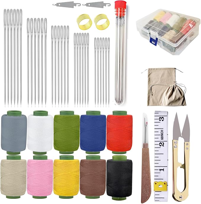Obear 45-Piece Sewing Kit for Adults and Beginners,Big Eye Stainless Steel Sewing Needles Kit for Hand Sewing with Storage Box and Portable Pouch