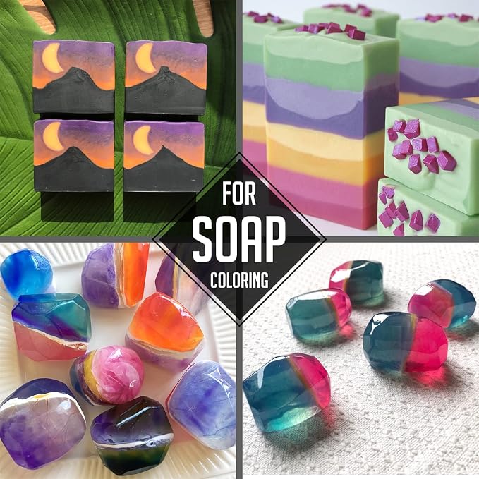 Soap Dye - 24 Color Food Grade Skin Safe Coloring for Bath Bomb and DIY Making Supplies - Liquid Concentrated Colorant Kit for Handmade Soaps and Crafts