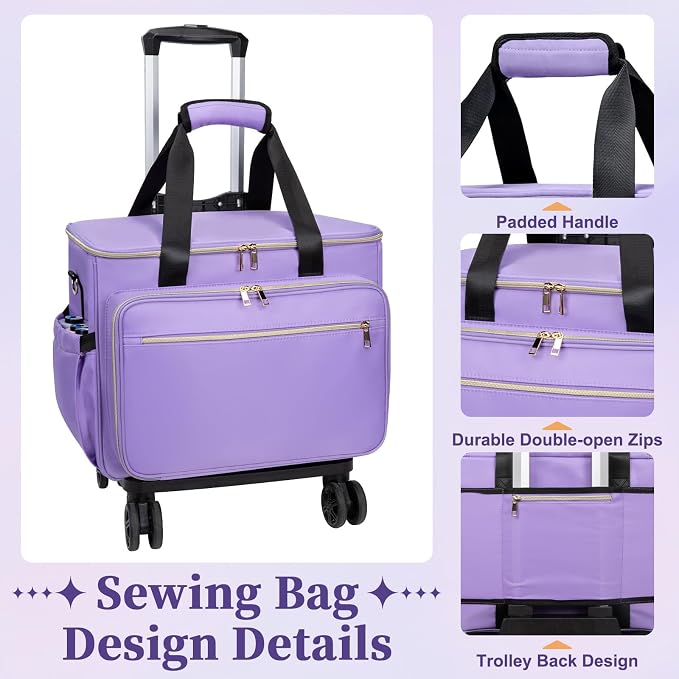 Anitor Rolling Sewing Machine Case with Wheels and Removable Bottom Padding