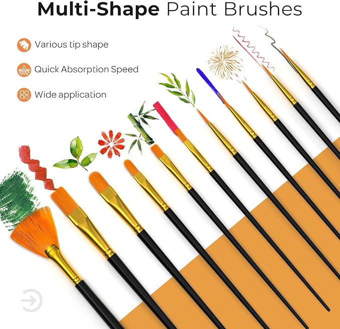 Nicpro Acrylic Paint, 36 Colors Acrylic Paint Set with Brushes & Palette | 2oz/60ml Bottles, Non-Toxic Rich Pigments Art Supplies Kit, Painting on Canvas Rocks Ceramic Wood for Beginners, Artists