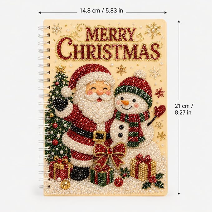 100 Pages DIY Christmas Pearl Diamond Art Painting Notebook，Style F