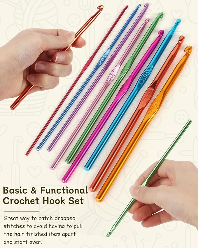 Coopay Crochet Hooks Set-19PCS Metal Crochet Needles with Stitch Markers | Ergonomic Crochet Hook for Comfortable Crocheting and Arthritic Hands(2.0mm/2.5mm/3.0mm/3.5mm/4.0mm/4.5mm/5.0mm/5.5mm/6.0mm)