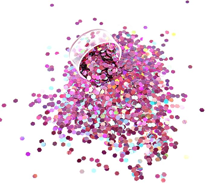 12 Assorted Colors 3mm Holographic Extra Chunky Hexagon Glitter for Craft, Epoxy Resin,Extra Chunky Laser Sequin Glitter for Body and Nail Art