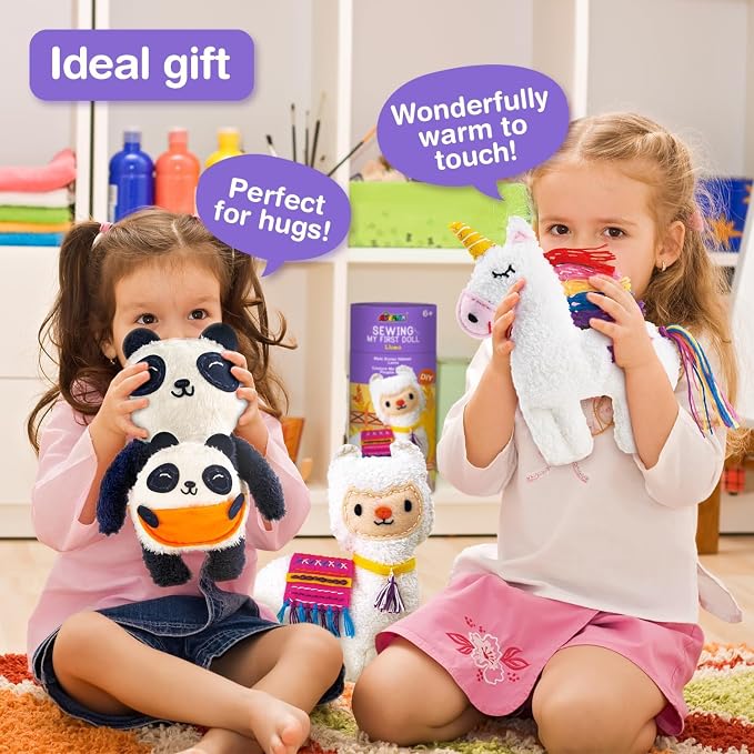 Avenir My First Sewing Kit for Kids 6-8, Alpaca Stuffed Animal Craft Set