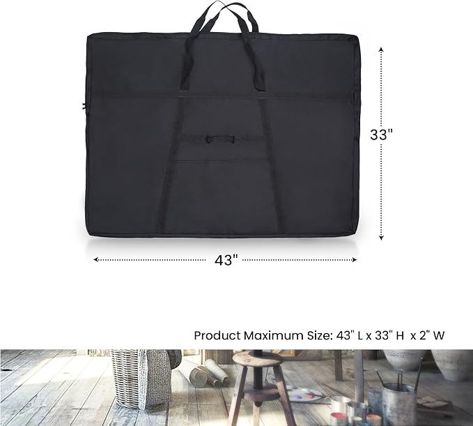 JJRING Dacron Art Portfolio Tote Bag 33'' x 43'' For 32'' x 42'' Black