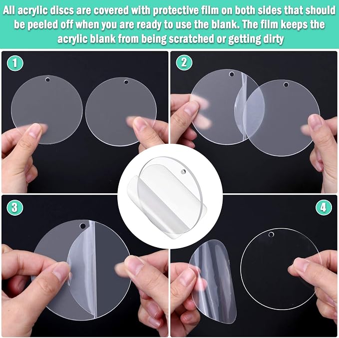 Acrylic Keychain Blanks, Audab 30PCS Bulk Acrylic Circles Clear Disc Ornaments Blanks with Hole for Vinyl, DIY Keychain and Craft Project (3 Inch, 30 Pcs)