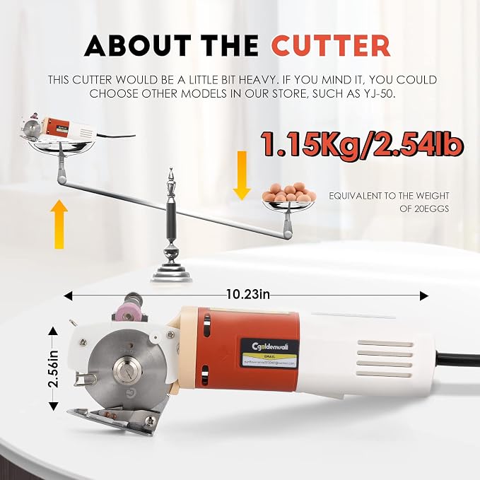 Electric Rotary Fabric Carpet Cutter Heavy Duty Multi-layer Fabric Scissors