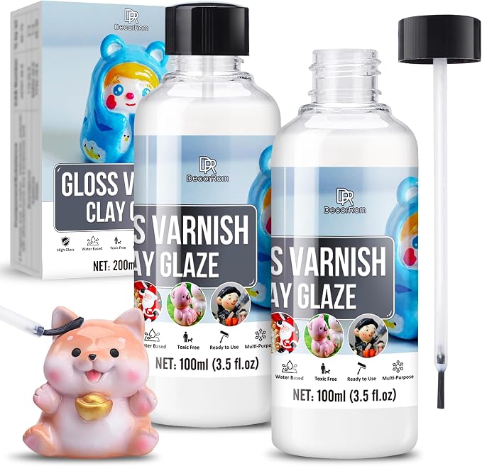 Air Dry Clay Glaze - 7oz/200ml Clay Varnish, Polymer Clay Glaze, High Gloss Clay Sculpture Sealant for Air Dry Clay Pottery - Waterproof Scratch Resistant Gloss Varnish Clay Glaze for Ceramics