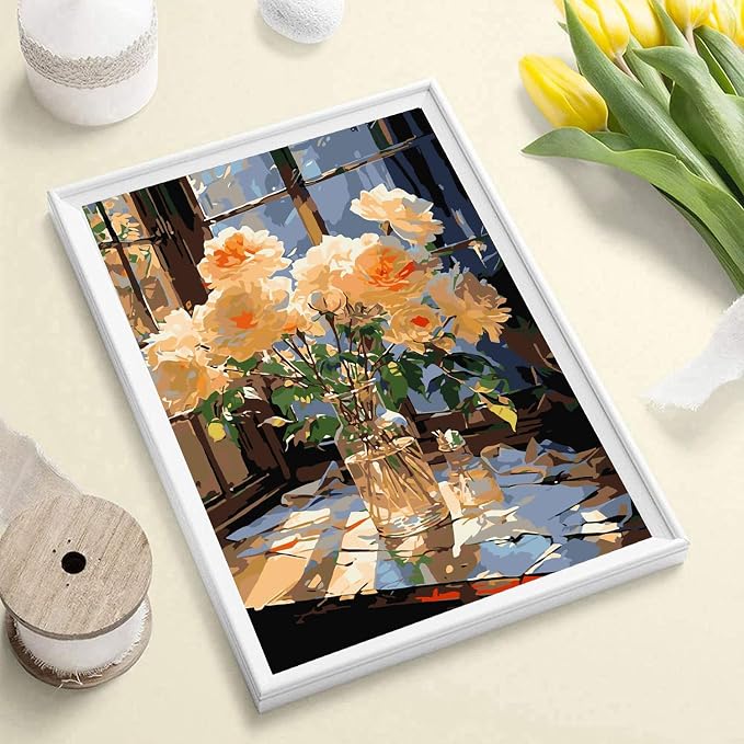 HITO Flower Paint by Number for Adult, Floral Paint by Numbers for Adults | Floral Paint by Numbers for Adults Beginner, Flowers Paint by Numbers for Gift Home Wall Decor 16x20 inch Frameless