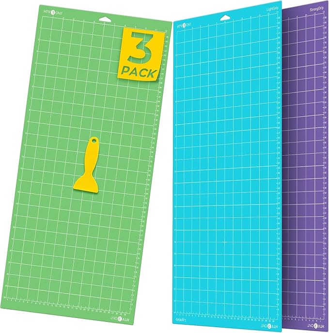 HTVRONT Cutting Mats 12"x24", 3 Pcs, Compatible with Cricut Maker/Explore | Standard Light Strong 3 Grip Variety Sticky Mats & Accessories, Compatible with Maker 4/3/Maker, Explore 5/4/3, Air 2/One