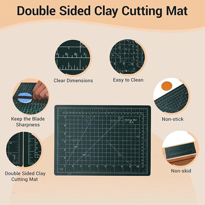 Basic Polymer Clay Tools, Clay Sculpting Tools Acrylic Roller Pin, Clear Rectangle Sheet Press Board, Double-Ended Pottery Carving Set for Beginner (26)