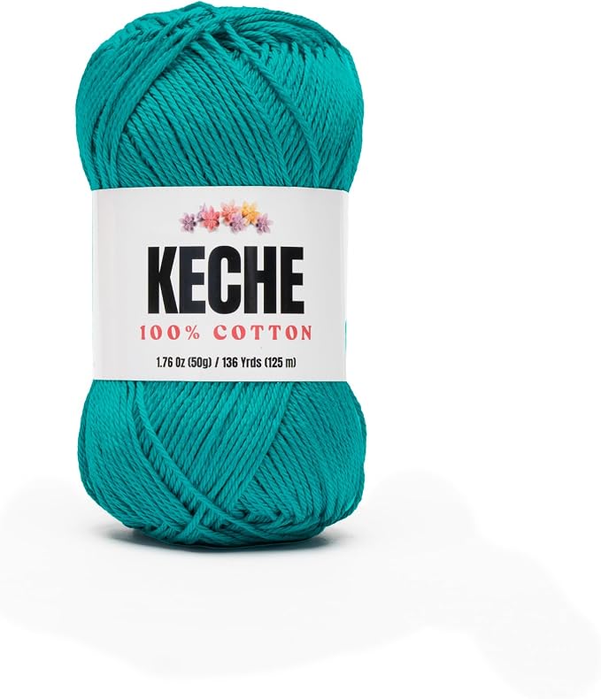 Cotton Yarn - 100% Cotton Yarn for Crocheting and Knitting, Mercerized Cotton Amigurumi Yarn Fine-Sport 2 1.76 oz (50g) / 136 Yrds (125 m) - Aqua