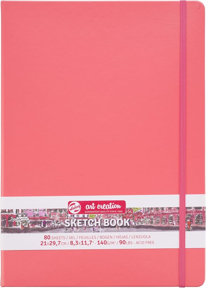 Talens Art Creation Sketchbook, Coral Red, 80 Sheets, 8.3 x 11.7 in