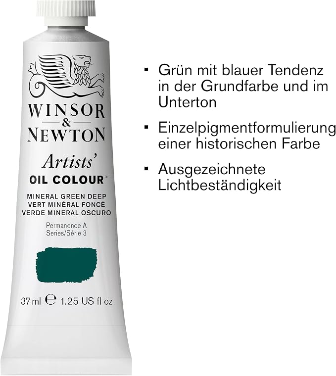 Winsor & Newton Artists' Oil Paint, 37ml Tube, Mineral Green Deep
