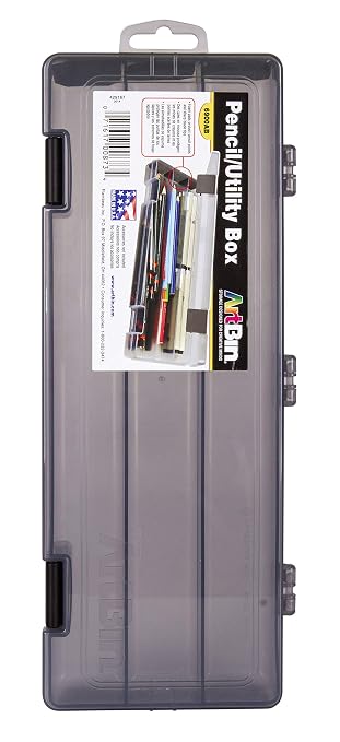 ArtBin Pencil Utility Box, Divided Organizer for Pens and Markers, Charcoal