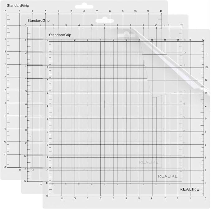 REALIKE 12X12 StandardGrip Cutting Mats for Silhouette Cameo 5/4/3/2/1(3 Pack),Gridded Adhesive Non-Slip Non-Slip Cutting Mat, Replacement Accessories Set Mats Vinyl Craft Sewing