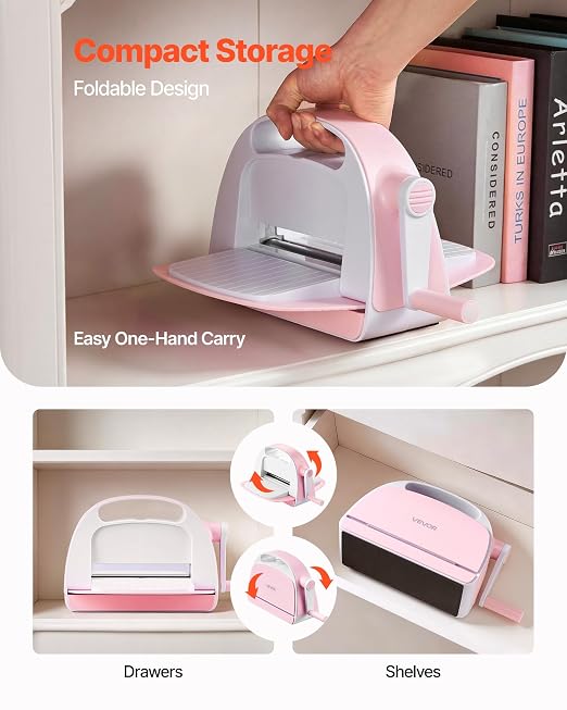 VEVOR Manual Die Cutting and Embossing Machine, 6" Opening, Portable Die Cut Machine with Cutting Plates, Ergonomic Handle, Easy to Store, for Arts and Crafts, Scrapbooking, Card Making, Crafting