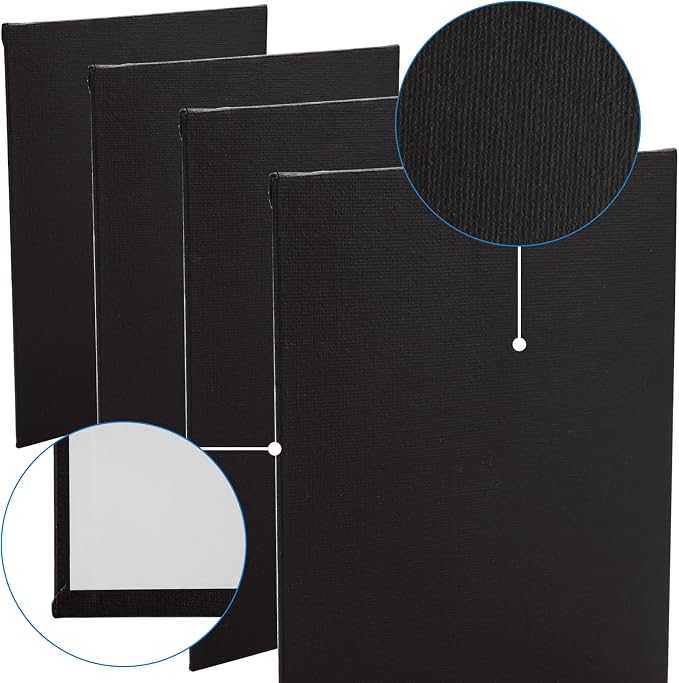 24PCS Black Canvas for Painting 5x7 Inch Canvases Panels Cotton Canvas Boards Stretched Canvases for Painting, Drawing & Art Supplies