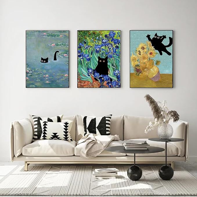 3 Pack Black Cat Diamond Art Kits for Adults Diamond Painting Kit Beginner