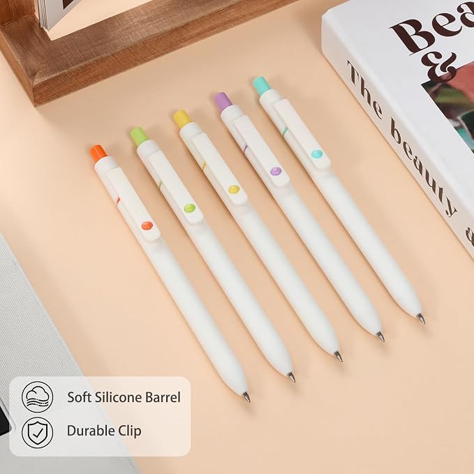 FIOVER Gel Pens 5pcs 0.5mm Quick Dry Black Ink Fine Point Pens