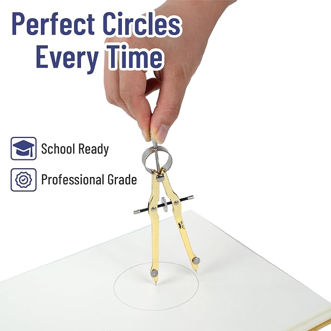 Mr. Pen- Geometry Set, 15 pcs, Gold, 6 Inch Swing Arm Protractor, Divider | Set Squares, Ruler, Compasses and Protractor