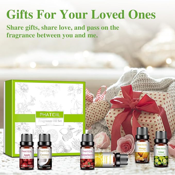 PHATOIL Fragrance Oil Set 10 Oils for Home Diffuser, Aromatherapy 0.34fl.oz