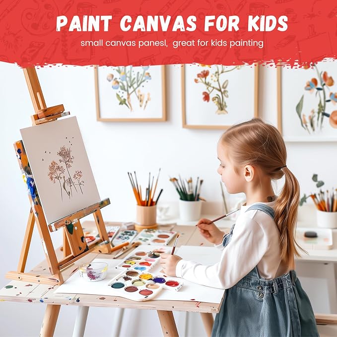 Simetufy 42 Pack 5x7 Inch Small Canvas Boards for Kids Painting | Flat Canvas Panels, Acid-Free 100% Cotton for Acrylics Oil Watercolor Paints