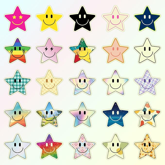 50PCS Glow in The Dark Stickers, Smile Star Stickers