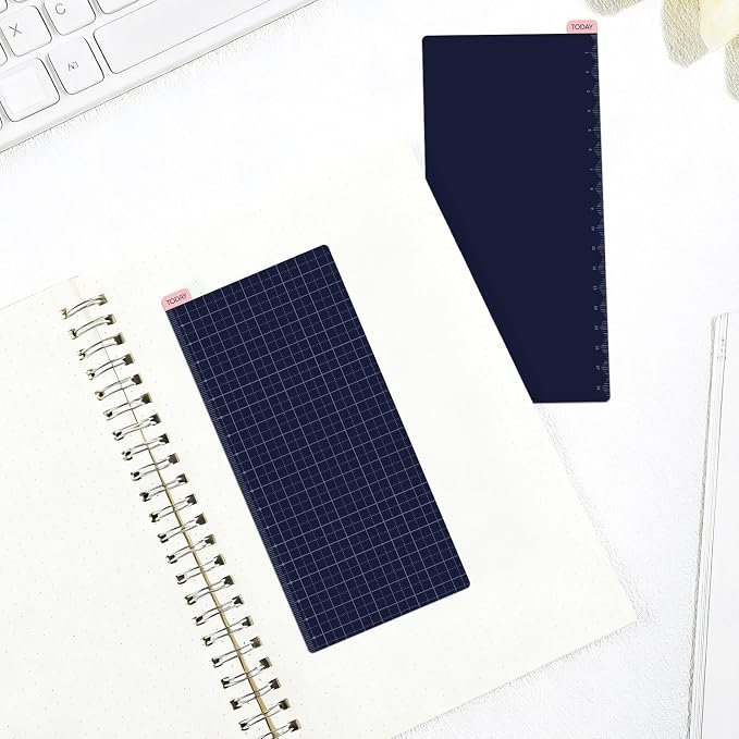 Thenshop 5 Pack Weeks Navy x Pink Pencil Board Reusable Notebook Accessory, Flexibility Layout Grids with Ruler Scale