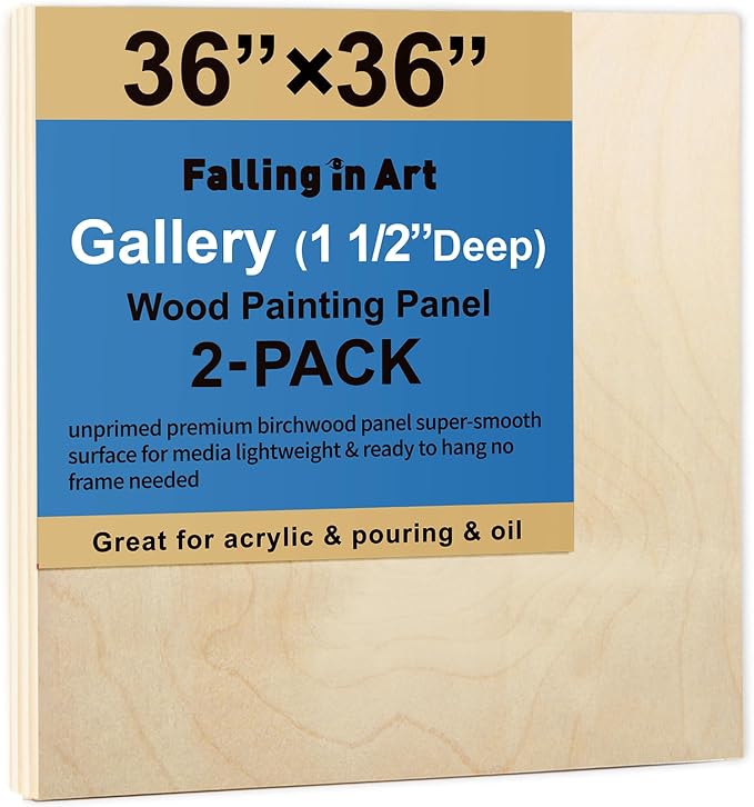 Falling in Art 2 Pack 36x36'' Unfinished Gallery Birch Wood Canvas Panels