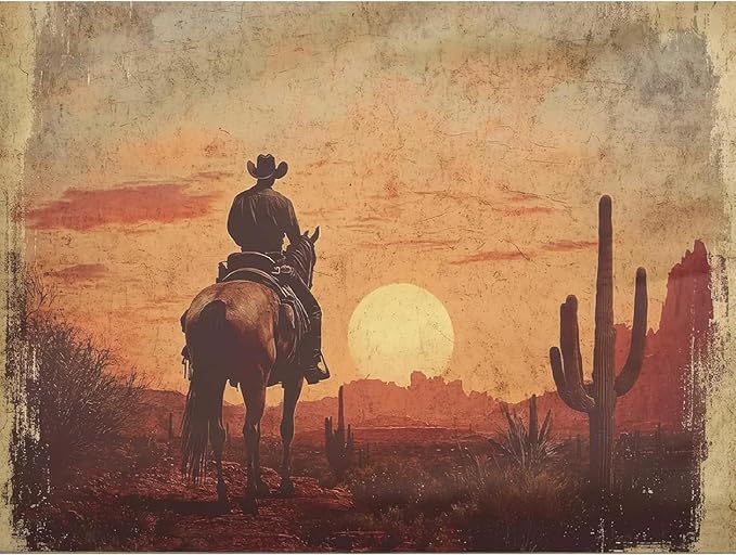 Western Cowboy Paint by Numbers Kit for Adults Framed Canvas Frameworkless