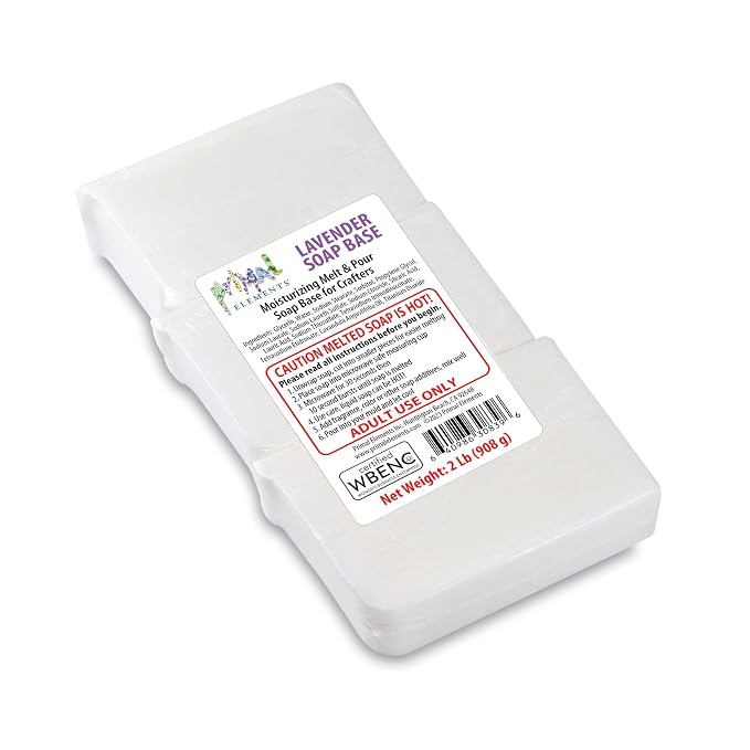Primal Elements Lavender Essential Oil Soap Base - Moisturizing Melt and Pour Glycerin Soap Base for Crafting and Soap Making, Vegan, Cruelty Free, Easy to Cut - 2 Pound