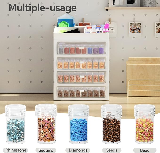 ARTDOT Diamond Painting Accessories Boxes, 192 Pieces 5D Diamond Painting Adult Pictures Storage Box with Case Funnel Stickers