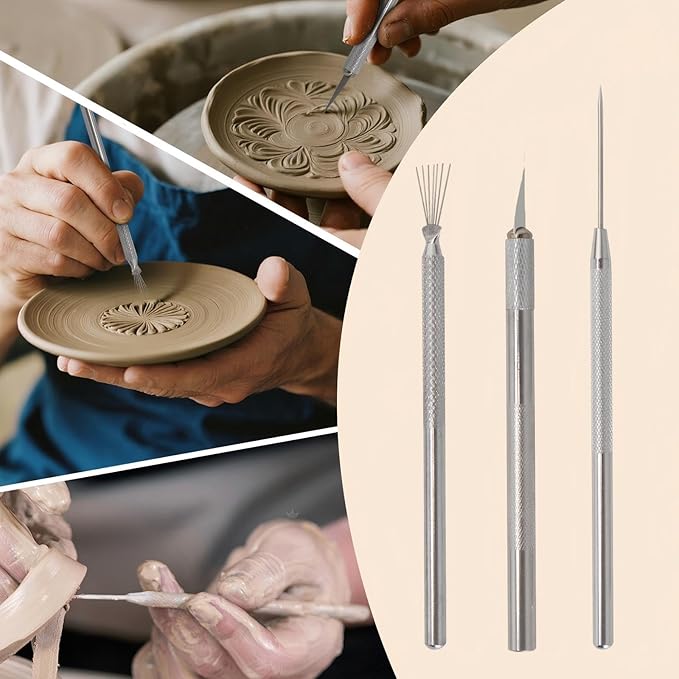Basic Polymer Clay Tools, Clay Sculpting Tools Acrylic Roller Pin, Clear Rectangle Sheet Press Board, Double-Ended Pottery Carving Set for Beginner (26)