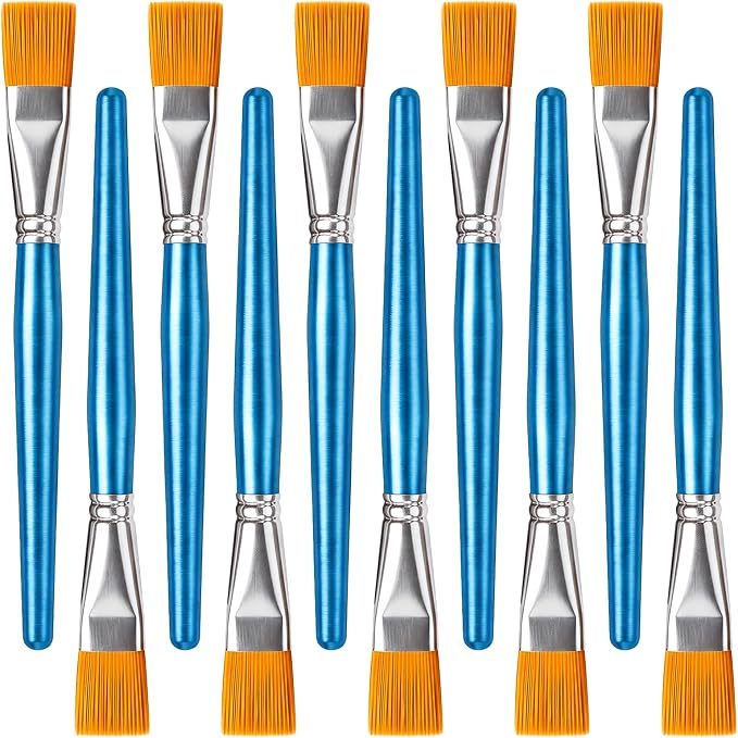 10 Pcs Flat Paint Brushes,1 Inch Craft Paint Brushes, Large Acrylic Paint Brush for Watercolor, Oil Painting, Acrylic,Big Paint Brush for Oil Paint and Body Painting Crafts, Rock Painting