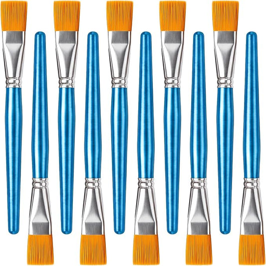 10 Pcs Flat Paint Brushes,1 Inch Craft Paint Brushes, Large Acrylic Paint Brush for Watercolor, Oil Painting, Acrylic,Big Paint Brush for Oil Paint and Body Painting Crafts, Rock Painting