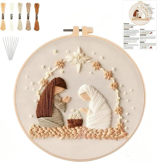 YOUDRN Nativity Scene Embroidery kit, Christmas Embroidery Kits Adults