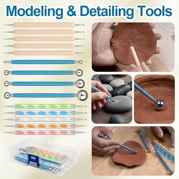 Amrules 14Pcs Double-Ended Stainless Steel Dotting Tools with Multiple Size | Lightweight & Versatile, Multiple Sizes for Precision Dots & Details, Ideal for Rock Painting, Pottery, Nail Art, and More