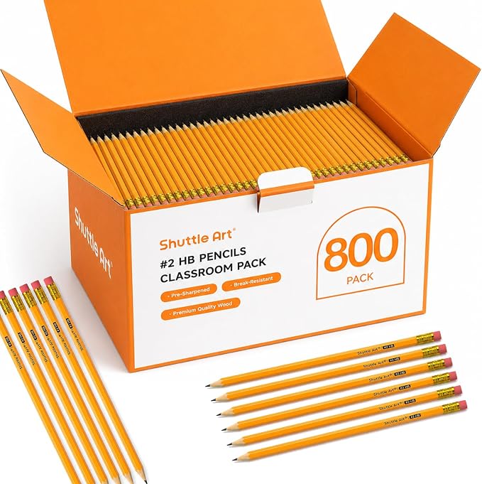 Shuttle Art 800 Pack #2 HB Pencils Pre-Sharpened, Bulk Pencils with Erasers