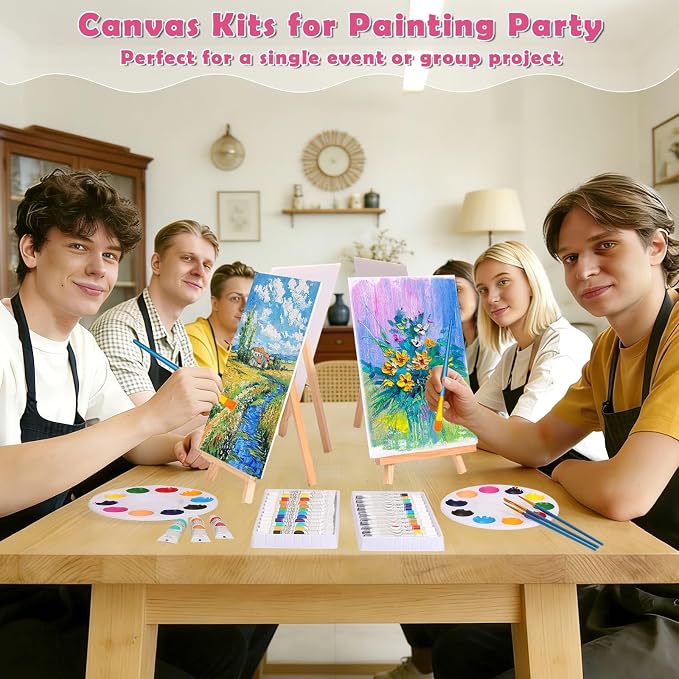 Canvas Painting Kit, 108Pcs Sip and Paint Kit for Adults Couples Date Night