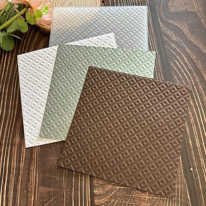 3D Embossing Folder Diamond Grid Geometric, Triangle Lattice Textured Plastic Stencil for DIY Scrapbooking Card Making Paper Crafts