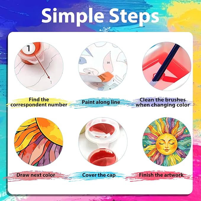xcemhil Sun Paint by Numbers Kit for Adults Beginner, Summer Paint by Numbers for Adult, Acrylic Paint by Number Kits Suitable for Home Wall Art Decor Gifts 16x20 Inch