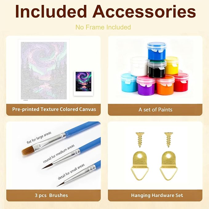 Gemozaic Aurora Paint by Numbers Kit for Adults, Starry Night Sky, 16x20 in | Northern Lights DIY Acrylic Numbers Painting for Adult, Landscape Painting by Number for Home, Wall Decor, Gift, No Frame