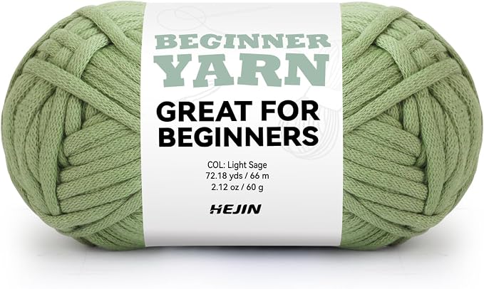 60g Light Sage Yarn for Crocheting and Knitting;66m (72yds) Cotton Yarn for Beginners with Easy-to-See Stitches;Worsted-Weight Medium #4;Cotton-Nylon Blend Yarn for Beginners Crochet Kit Making