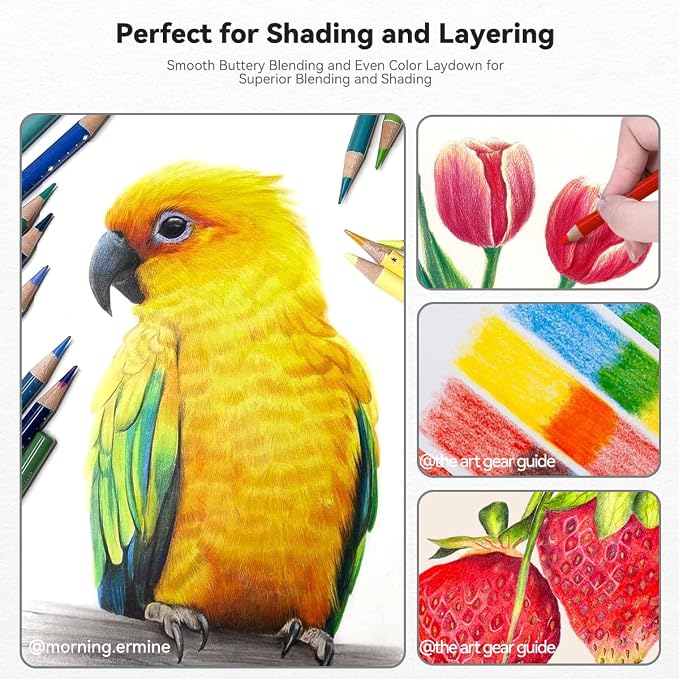 Arrtx 72 Colored Pencils, Soft Core, for Adult Coloring & Drawing
